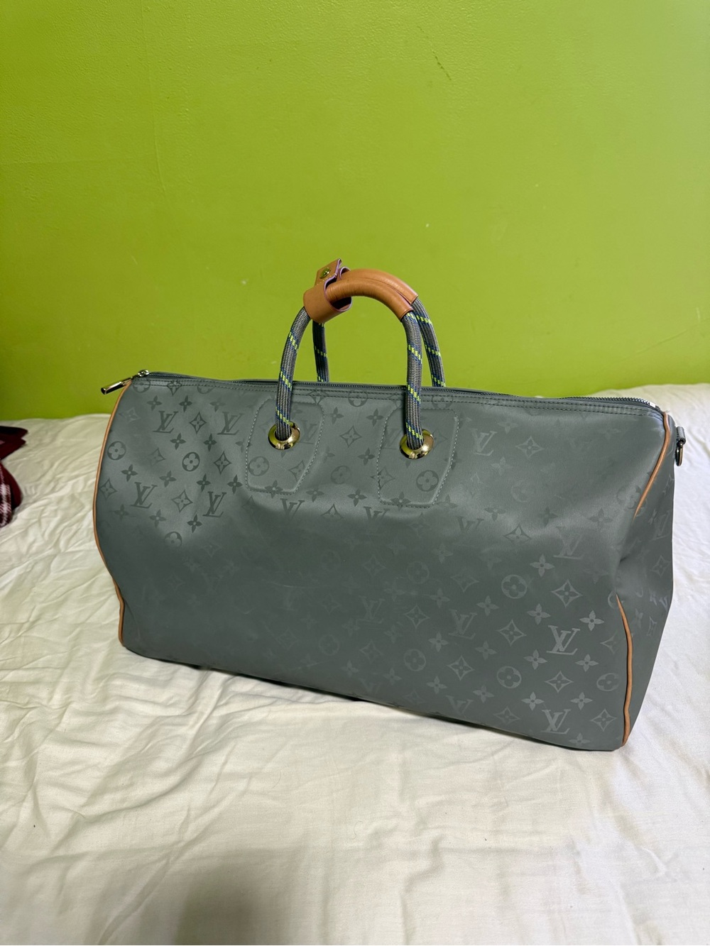 LOUIS VUITTON Monogram Titanium Keepall Bandouliere 50 Boston Bag